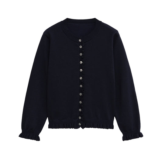 Lola | Smart Casual Button Front Cardigan Navy Long Sleeve Cropped