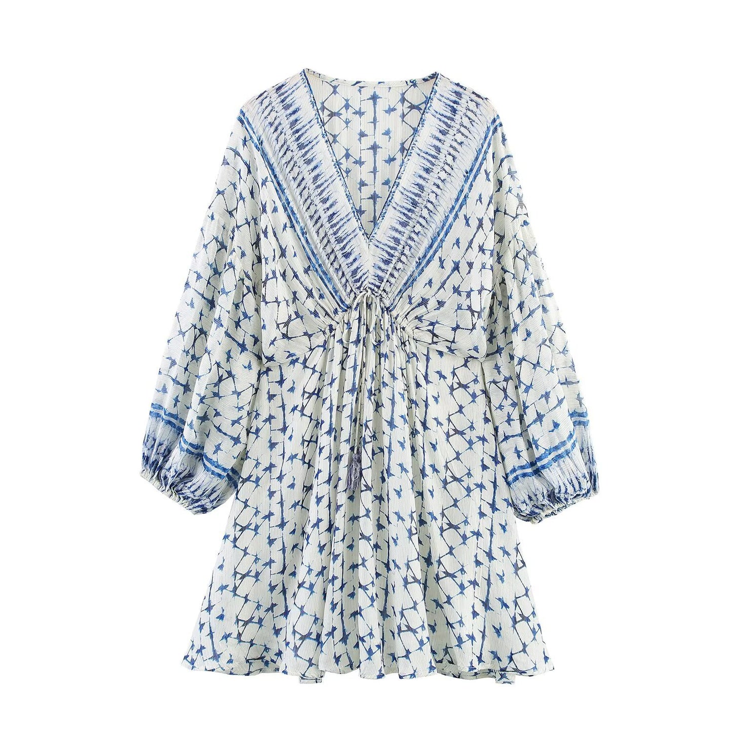 Lyla | Summer Printed Mini Dress Blue