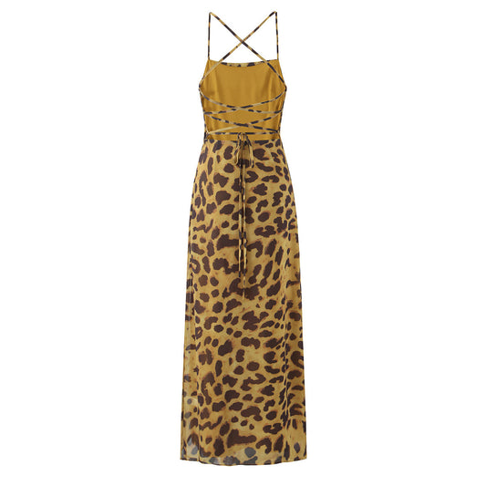 Mia | Casual Leopard Print Maxi Dress Brown
