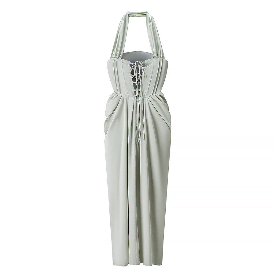 Skye | Elegant Strapless Corset Maxi Dress Grey
