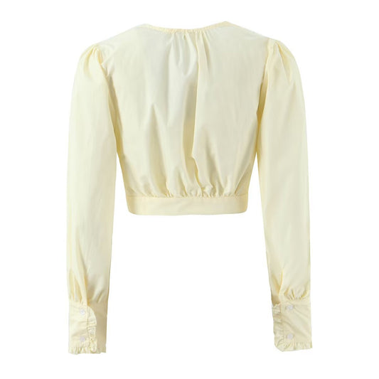 Ayla | Puff Sleeve White Shirt Cropped
