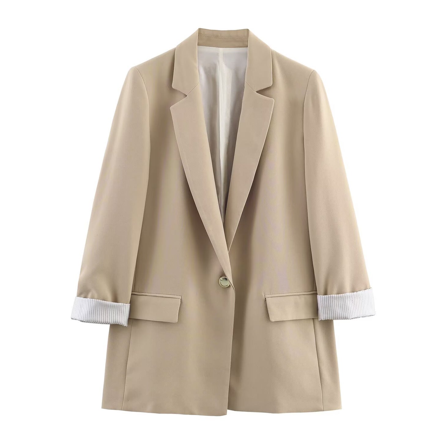 Margot | Oversized Linen Blazer Beige Relaxed Fit