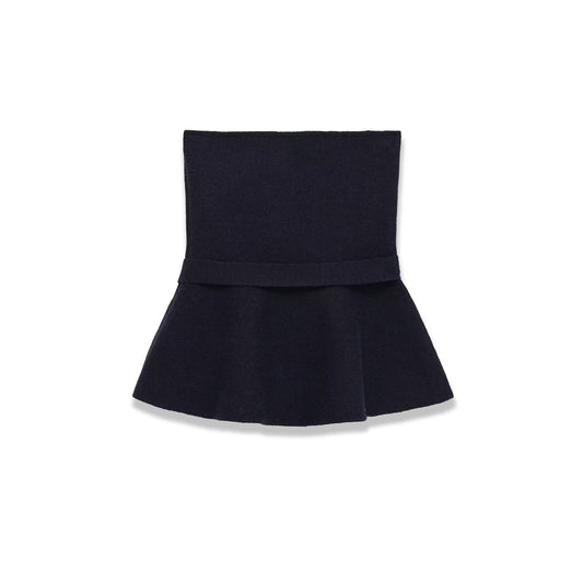 Viola | Elegant Peplum Top Navy Strapless Belted Fitted