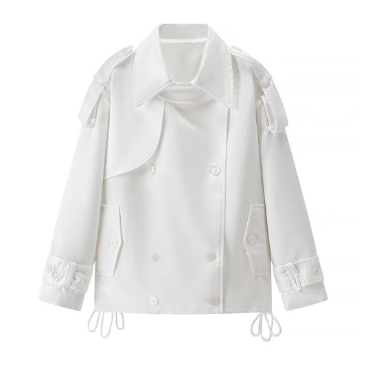 Margot | Double Breasted Blazer White Cropped Long Sleeve