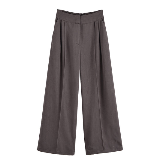 Thea | Wide Leg Tailored Trousers Grey Pleated