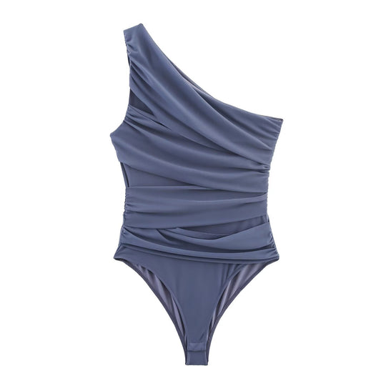 Elise | One Shoulder Ruched Top Brown