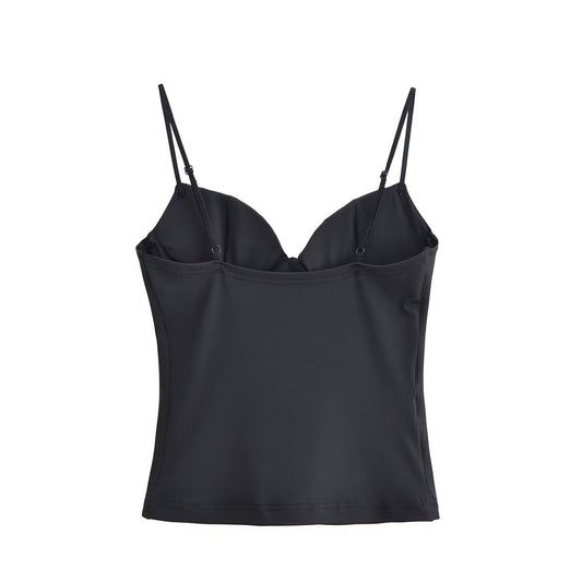 Greta | Elegant Corset Top Black Mesh Cami Fitted Bustier