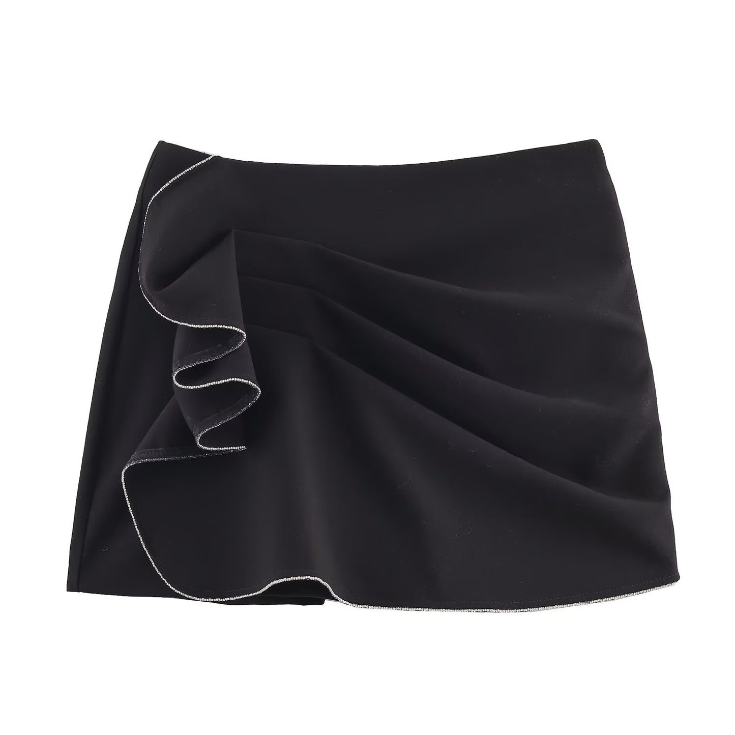 Mira | Black Tailored Shorts Ruffle Detail High Waisted Fitted