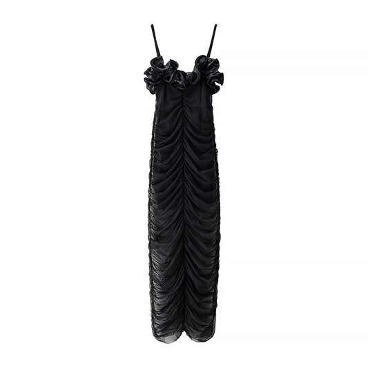 Eden | Elegant Ruched Maxi Dress Black