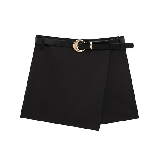 Nina | Tailored Shorts Black High Waisted Belted Mini