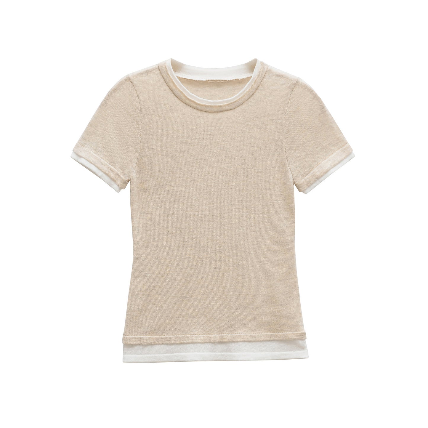 Thea | Cropped Fitted T Shirt Navy White Trim