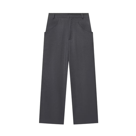 Vera | High Waisted Straight Leg Pants Gray Tailored