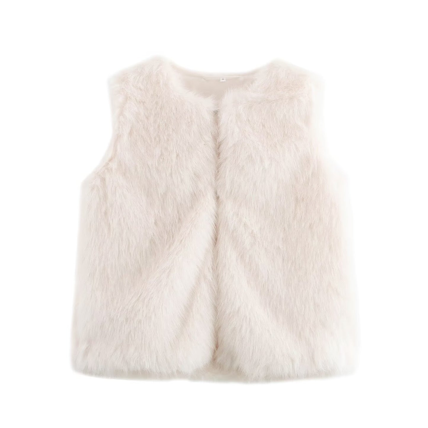 Maya | Casual Sleeveless Faux Fur Jacket White