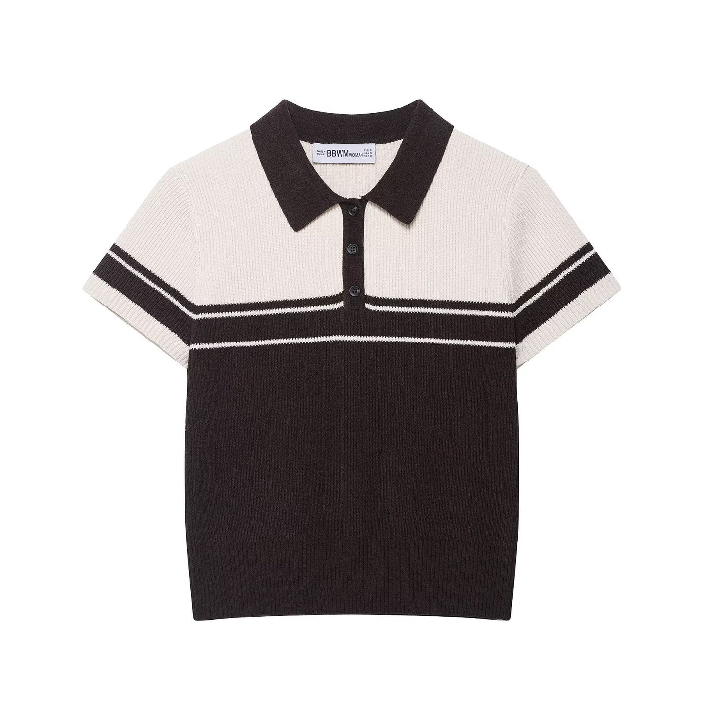 Willow | Ribbed Knit Colour Block Polo Top