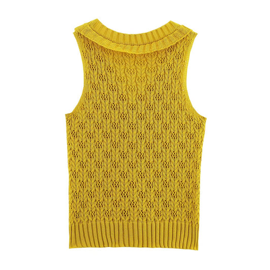 Margot | Ribbed Knit Cardigan Yellow V Neck Button Front