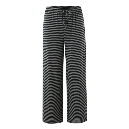 Lena | Striped Wide Leg Pants Gray Black Relaxed Fit