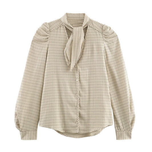 Vera | Smart Casual Tie Neck Blouse Beige