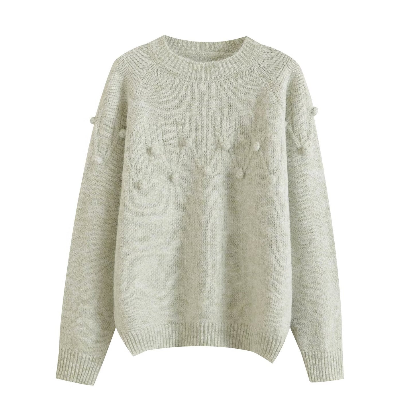 Neve | Casual Knitted Pom Pom Sweater Cream
