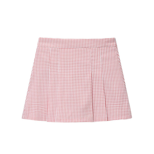 Wren | Pink Pleated Shorts Tailored High Waisted Check