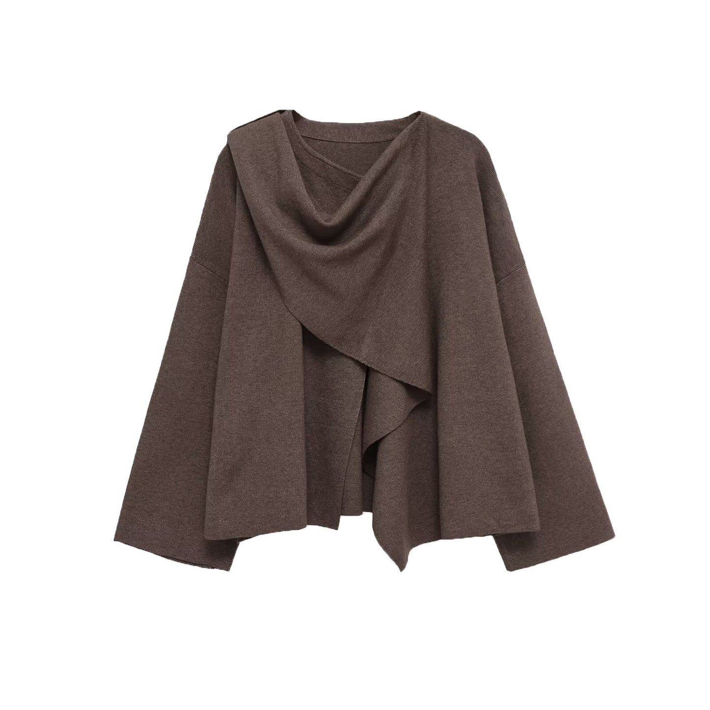 Margot | Oversized Cowl Neck Top Brown Long Sleeve