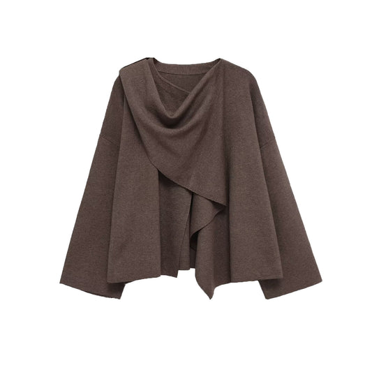 Margot | Oversized Cowl Neck Top Brown Long Sleeve