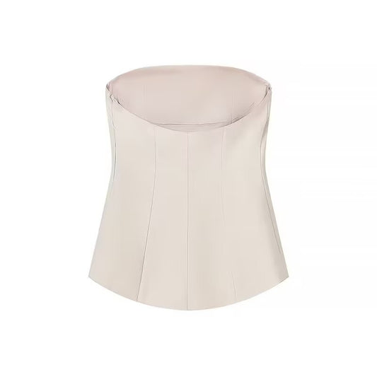 Thea | Smart Casual Peplum Top Strapless Grey Tailored Pleated
