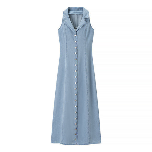 Liv | Casual Denim Maxi Dress Light Blue