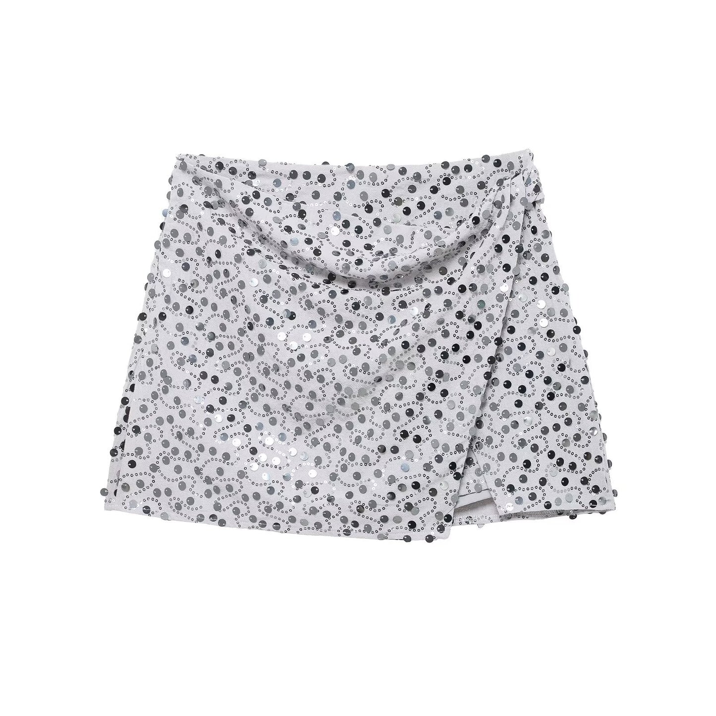 Sable | Sequin Mini Skirt Black Wrap