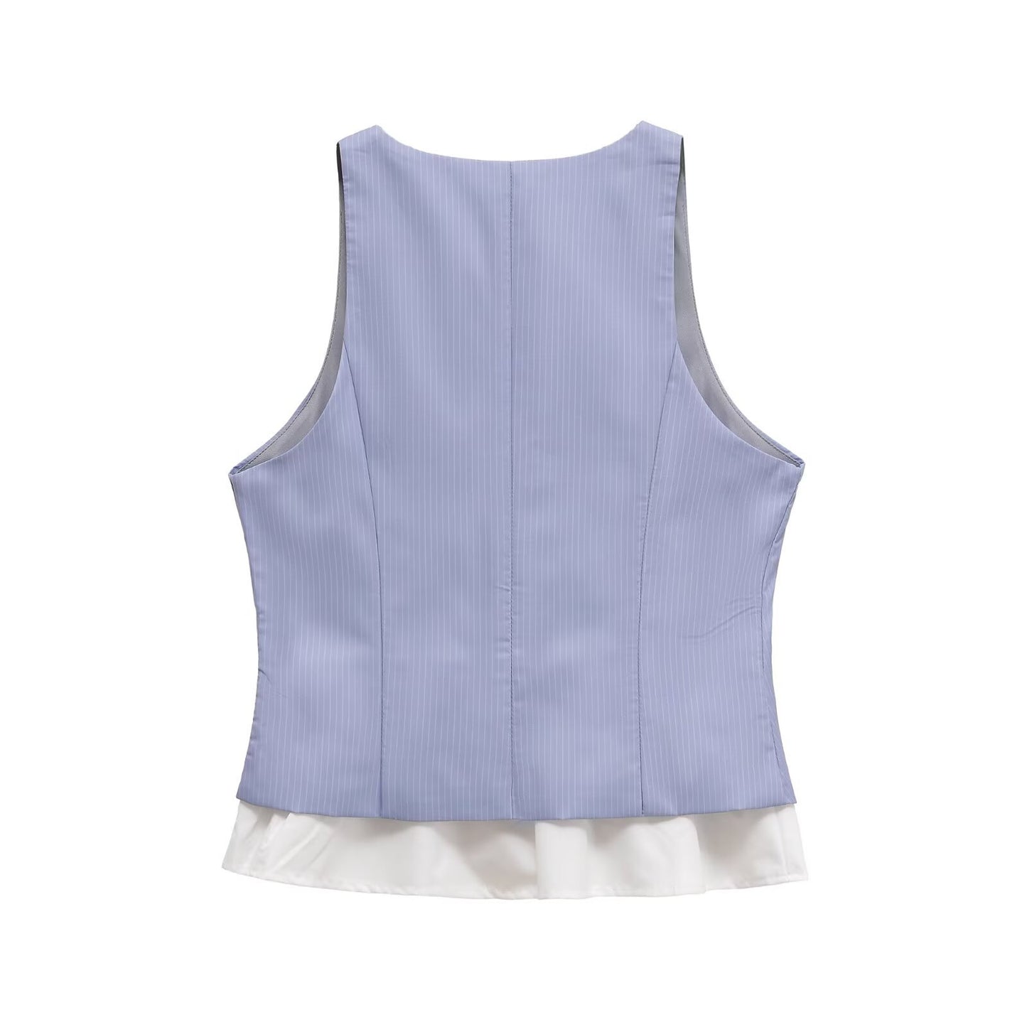 Noa | Smart Casual Vest Top Blue Ribbed Sleeveless Button Front V Neck