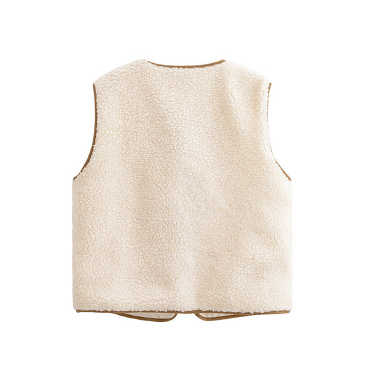 Camille | Sleeveless Tie Front Cardigan Cream Textured