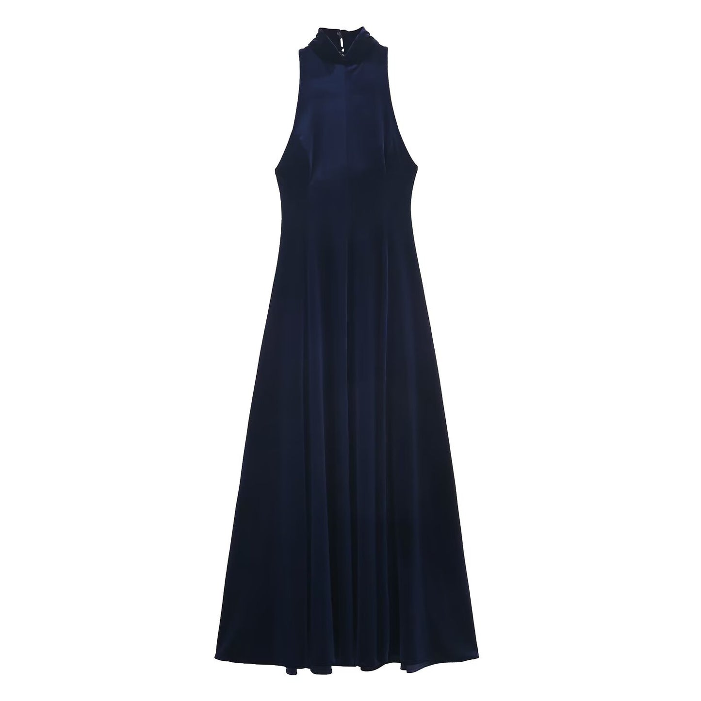 Lucia | Elegant High Neck Maxi Dress Navy
