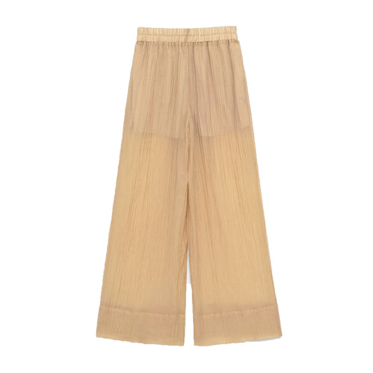Ayla | Casual Wide Leg Trousers Cream Pleated