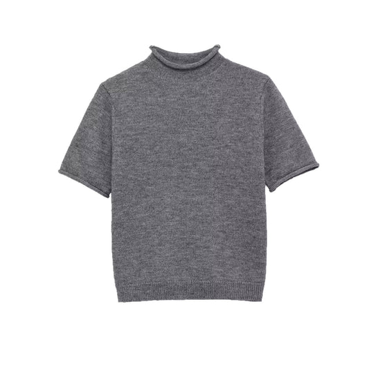 Vera | Ribbed Turtleneck Sweater Gray Short Sleeve