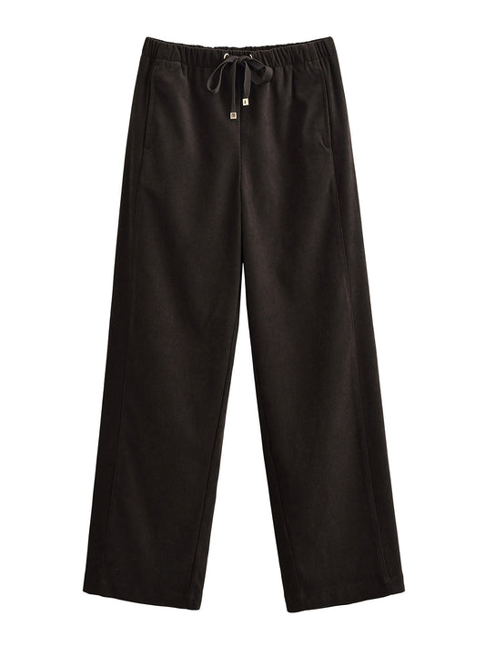 Thea | Wide Leg Sweatpants Brown Drawstring Relaxed