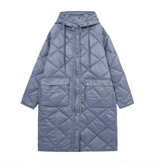 Lola | Winter Quilted Jacket Puffer Blue Long Hooded