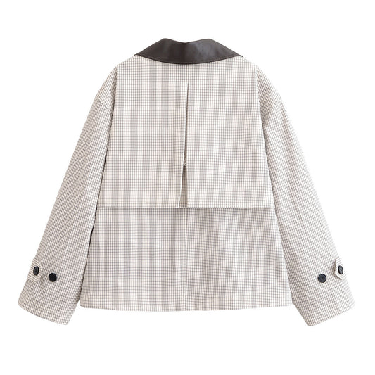 Margot | Smart Casual Plaid Blazer Cream Oversized Collared