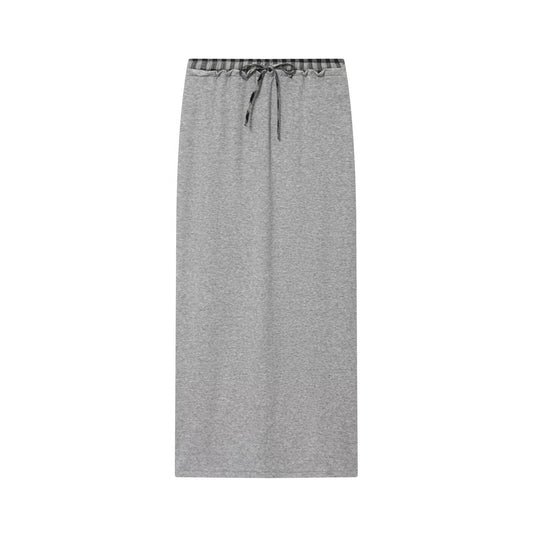 Luisa | Casual Maxi Skirt Grey Drawstring Waist Cotton