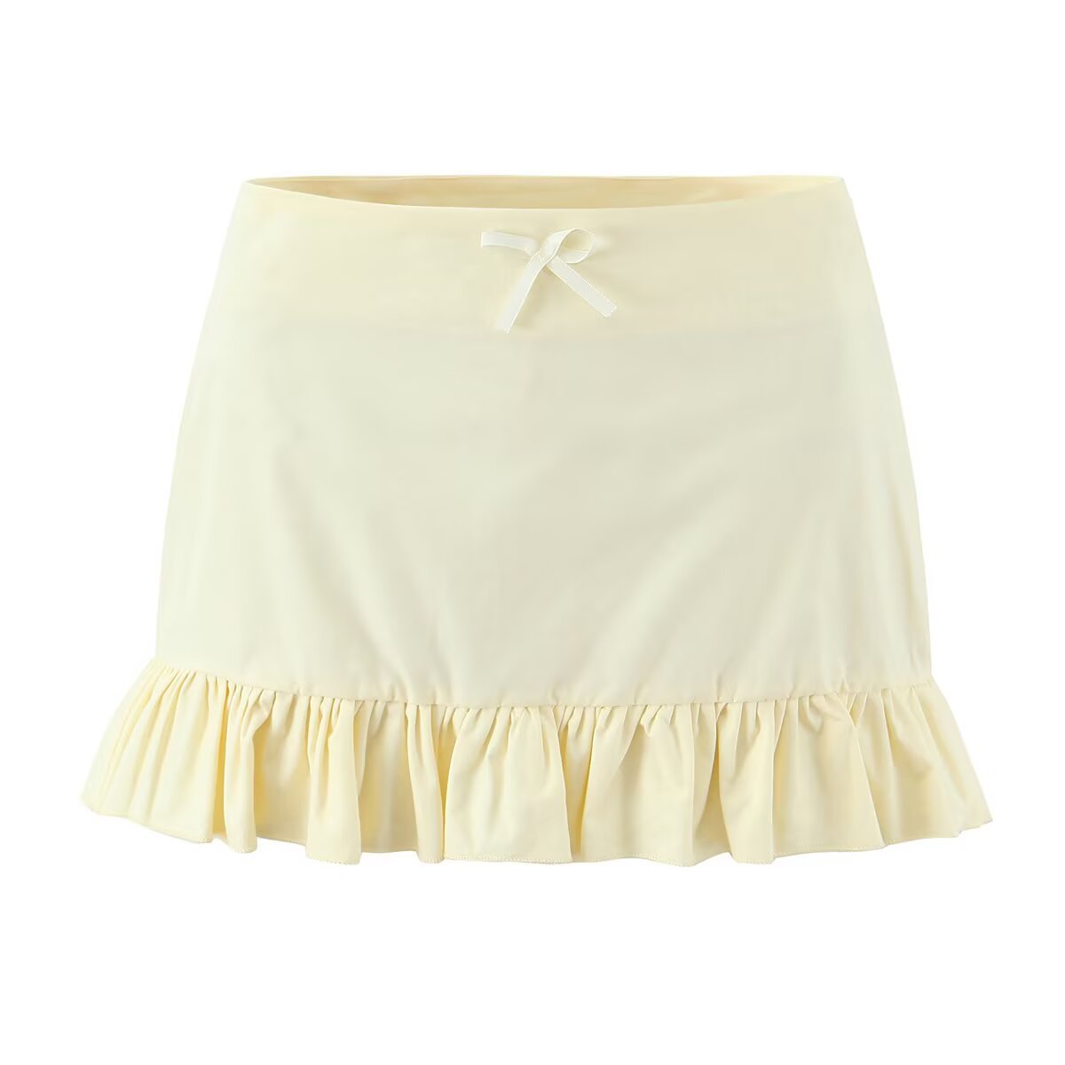 Iris | Mini Skirt White Ruffle Hem A Line