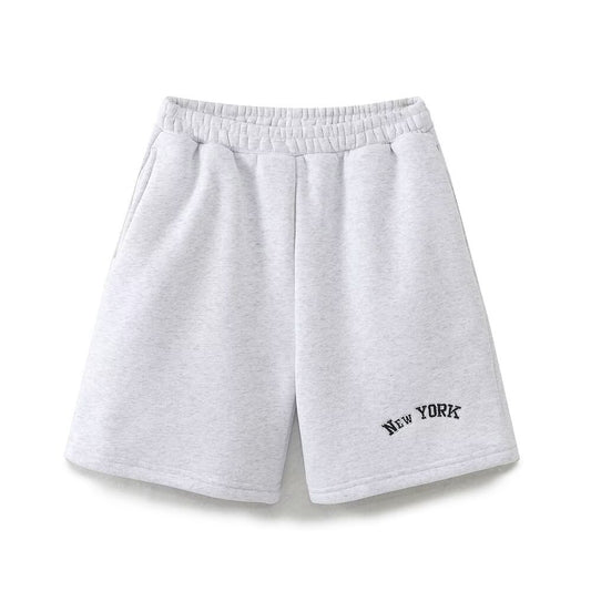 Mira | Cotton Bermuda Shorts Gray Printed Slogan Relaxed