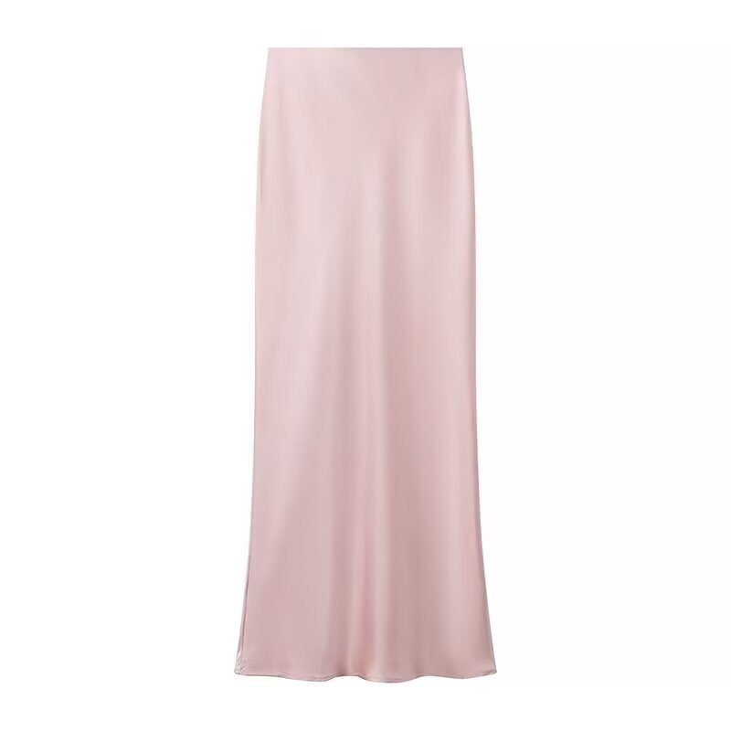 Xena | Elegant Satin Maxi Skirt Brown