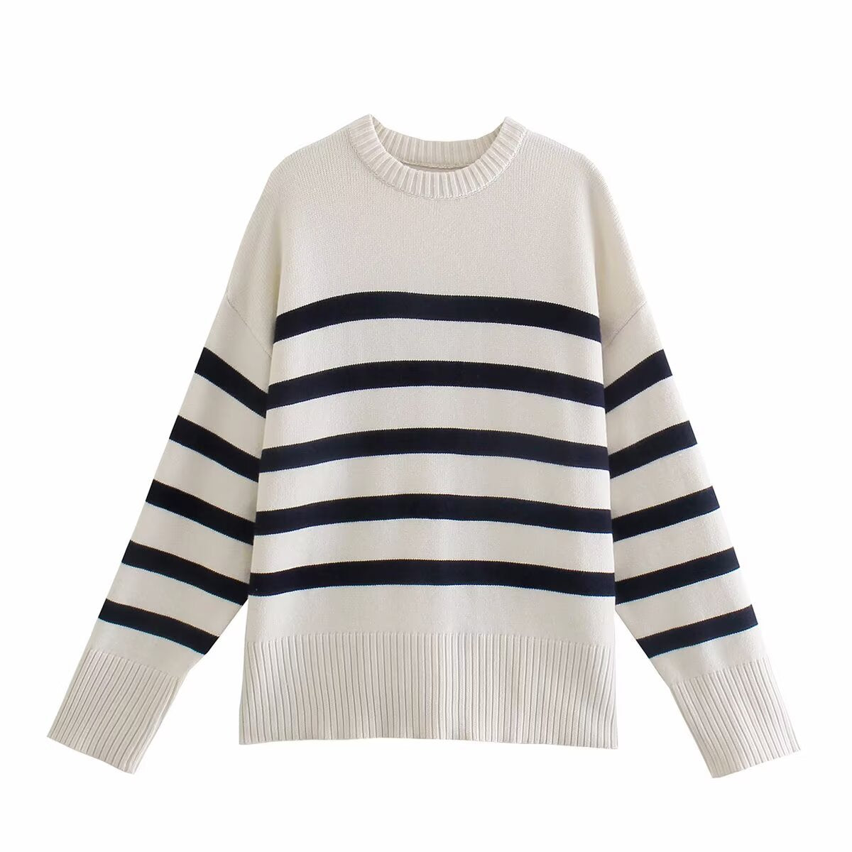 Stella | Striped Knitted Top Black White Long Sleeve