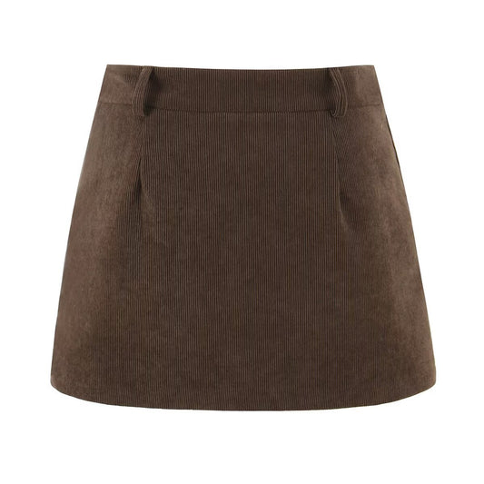 Esme | Mini Skirt Beige Corduroy High Waisted Tailored