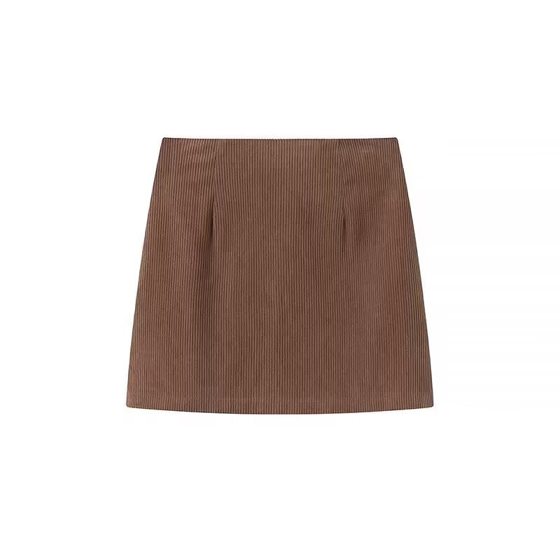 Briar | Autumn Mini Skirt Brown Corduroy Tailored