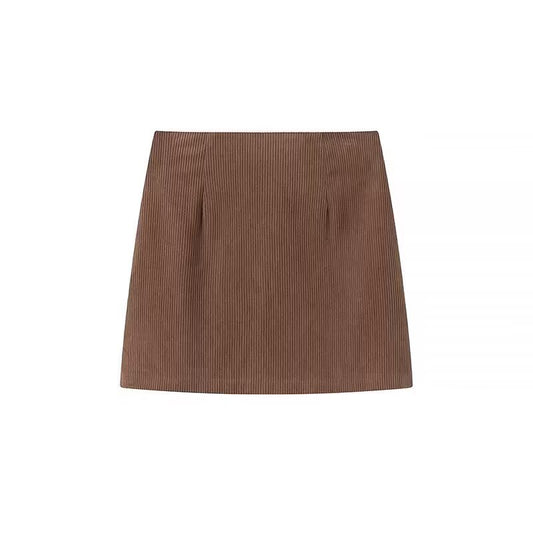 Briar | Autumn Mini Skirt Brown Corduroy Tailored