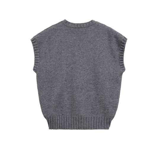 Thea | Cropped Ribbed Sweater Vest Gray Boxy