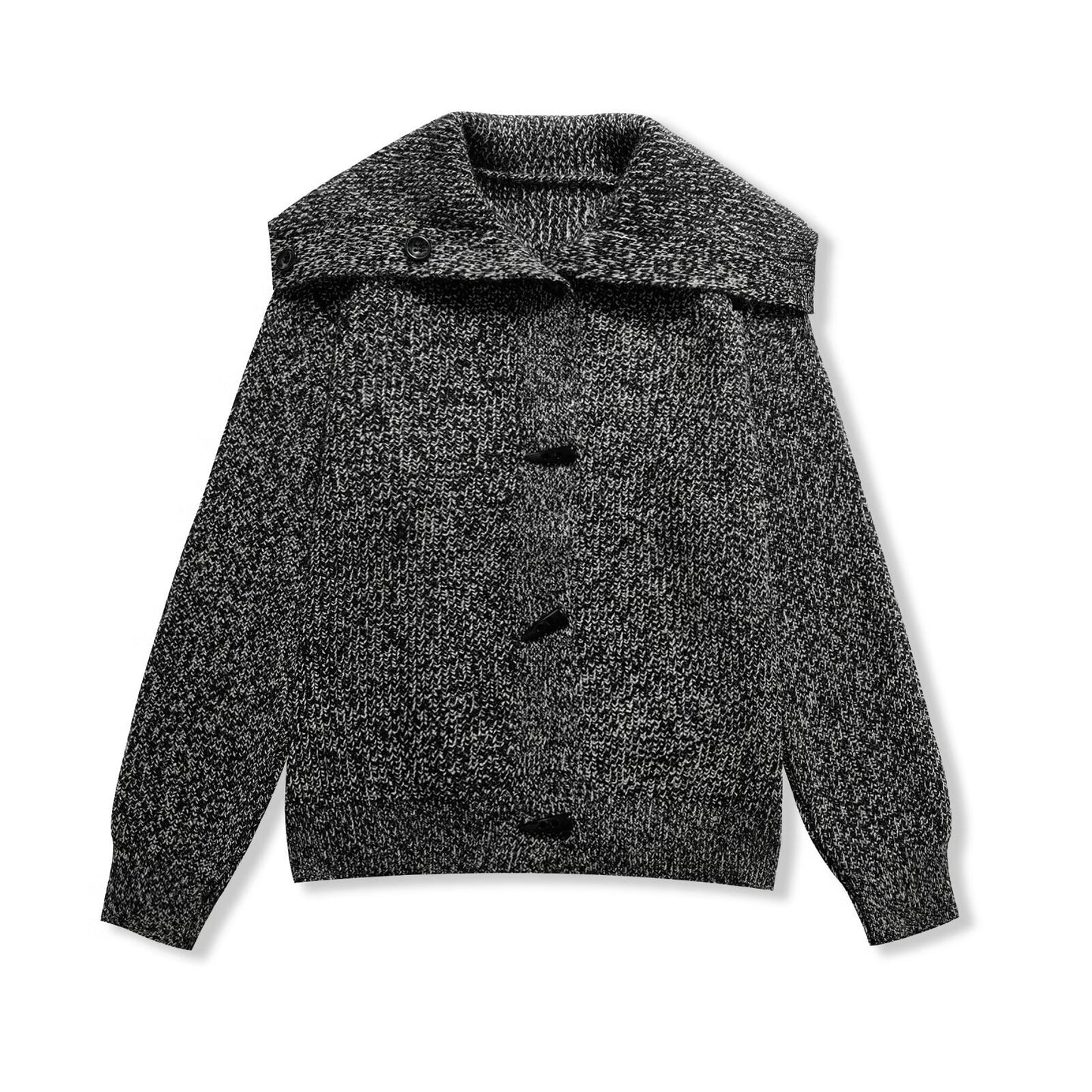 Suki | Autumn Oversized Shirt Grey Knitted Long Sleeve Collared