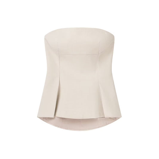 Thea | Smart Casual Peplum Top Strapless Grey Tailored Pleated