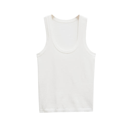 Sia | Everyday White Tank Top Ribbed Fitted Scoop Neck