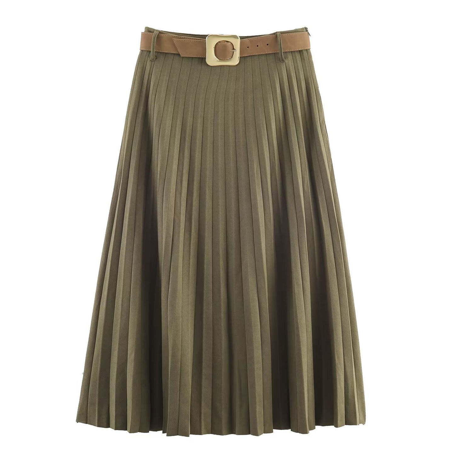 Fleur | Elegant Pleated Midi Skirt Cream A Line