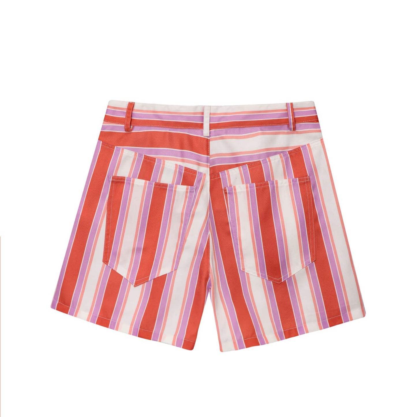 Margot | Y2K Striped Tailored Shorts Red White High Waisted